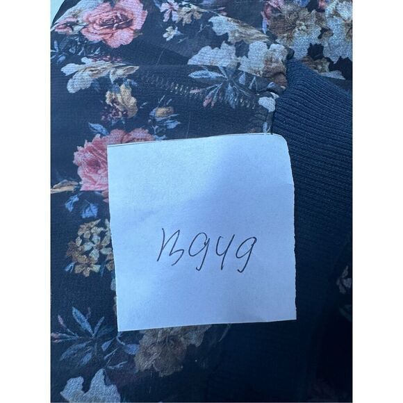 Stradivarius Chaqueta Bomber Floral Print Size M Black Pink Zip Transparent - Picture 10 of 10